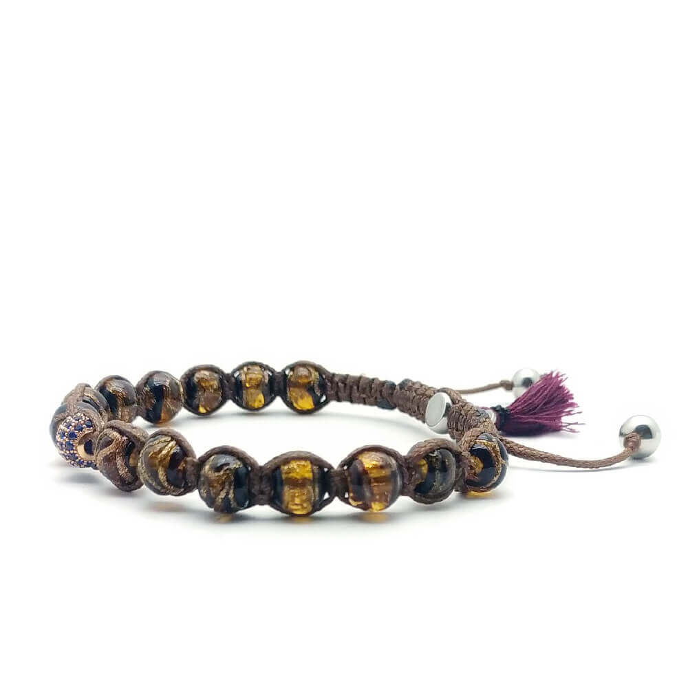 TaRa Lung-Ta Bracciale con Argento 925% Vetro sommerso tibetano fatto a mano in Italia on line e in centro a Este da Gioielli D'Este
