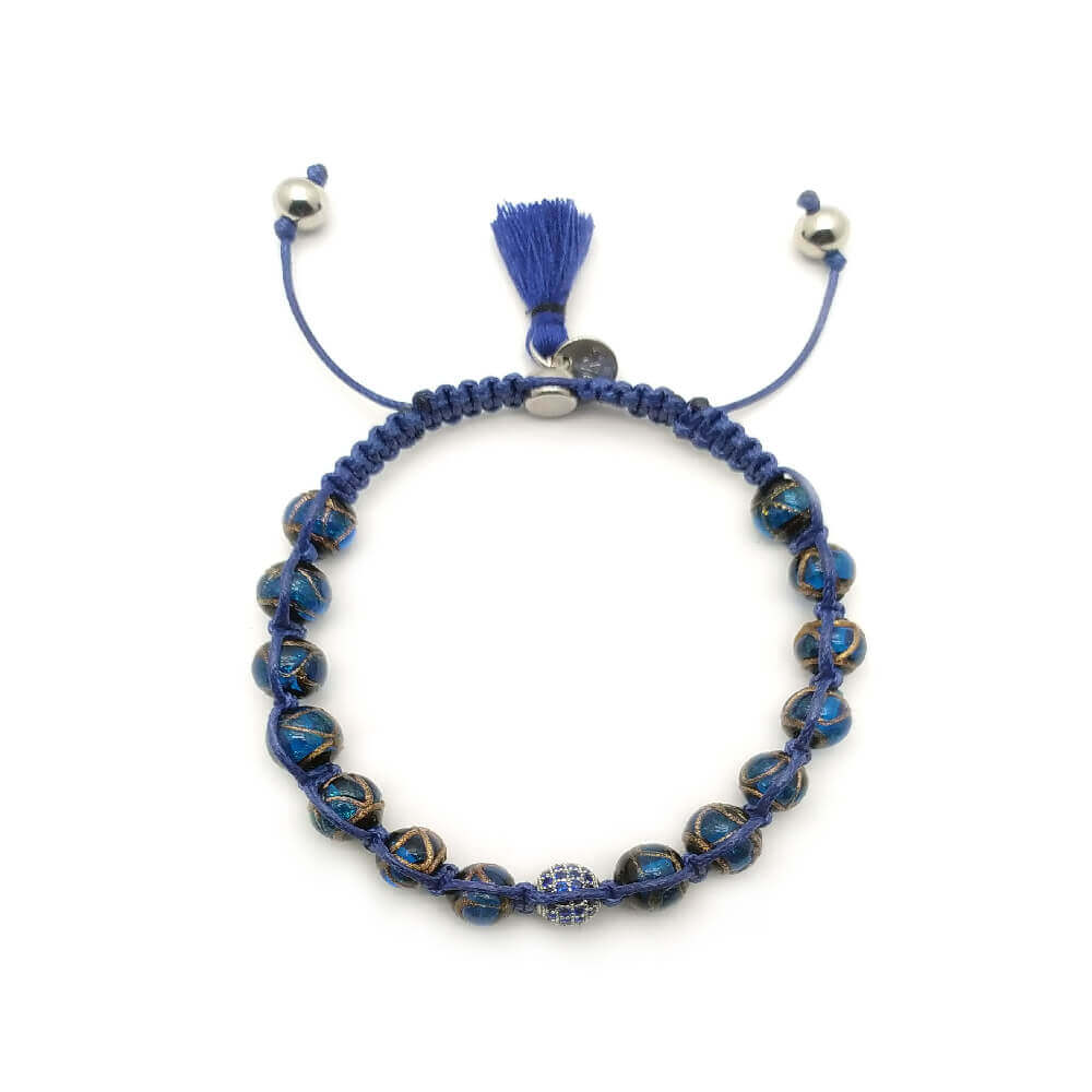 TaRa Lung-Ta Bracciale con Argento 925% Vetro sommerso tibetano fatto a mano in Italia on line e in centro a Este da Gioielli D'Este