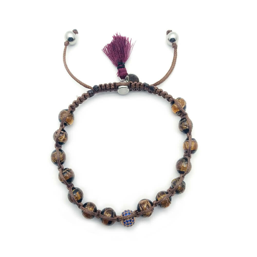TaRa Lung-Ta Bracciale con Argento 925% Vetro sommerso tibetano fatto a mano in Italia on line e in centro a Este da Gioielli D'Este