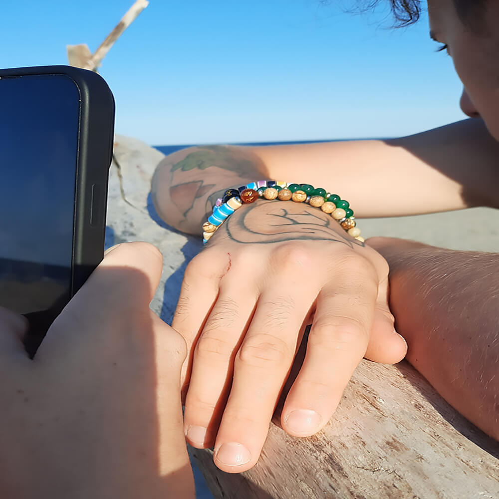 Lung-Ta  Bracciale Ceramica Heischi Occhio di tigre